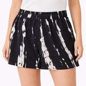 W Double J Elastic Waist Shorts Abstract Print Black White